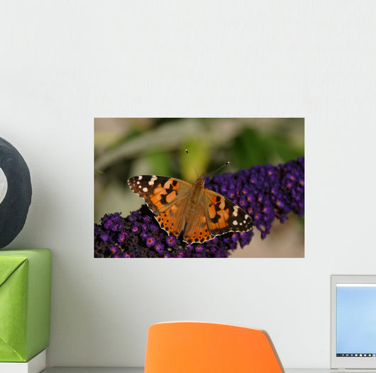 Purple Flowers Butterfly Wall Decal