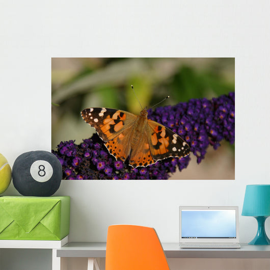 Purple Flowers Butterfly Wall Decal