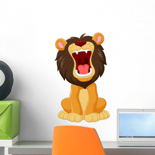 Cartoon Happy Lion Roaring Wall Decal