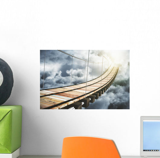 Wooden Bridge Clouds Going Wall Decal