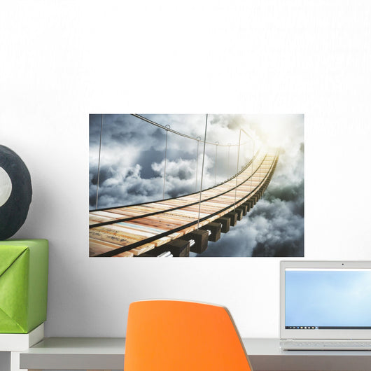 Wooden Bridge Clouds Going Wall Decal