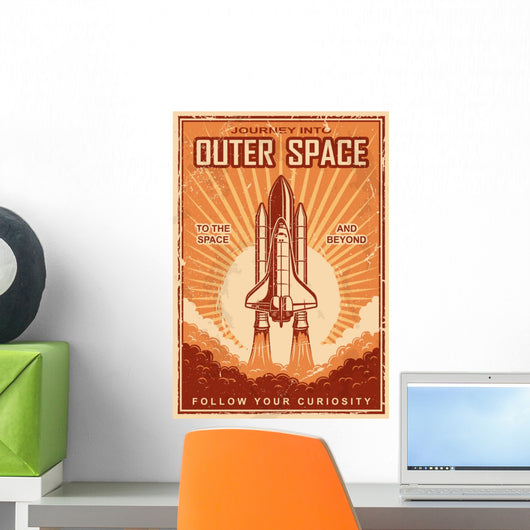 Vintage Space Poster with Wall Decal