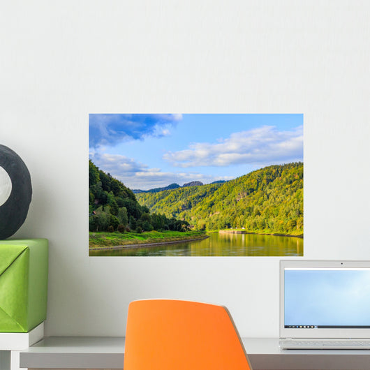 Panoramic Landscape Colorful Yellow-green Wall Decal