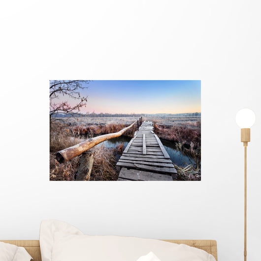 Wooden Bridge over River Wall Decal