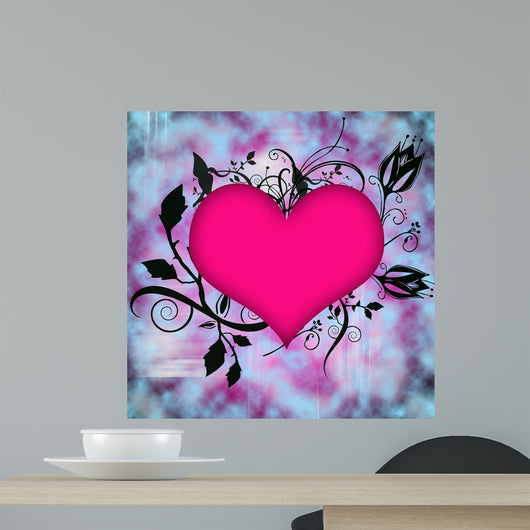 Heart with Flowers Wall Decal Design 2
