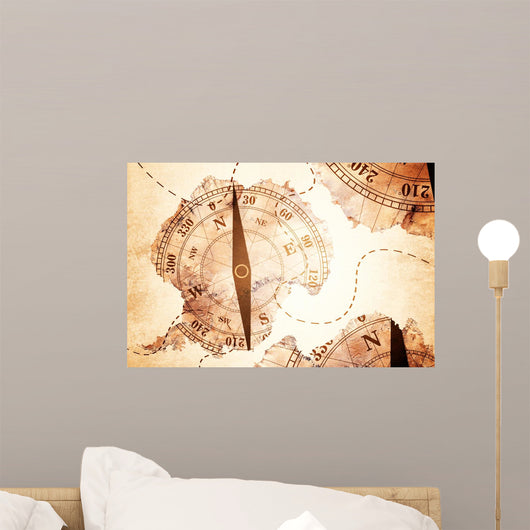 Antarctica Map and Compass Wall Decal