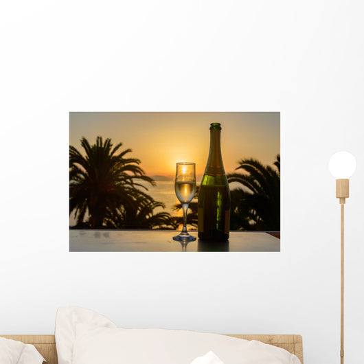 Glass Wine Sunrise Sea Wall Decal
