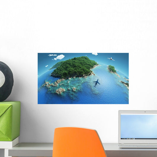 Aircraft Flies over Tropical Wall Decal