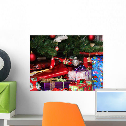 Wrapped Christmas Presents under Wall Decal
