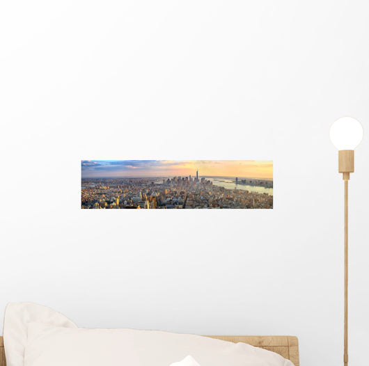 Manhattan Panorama Sunset Aerial Wall Decal