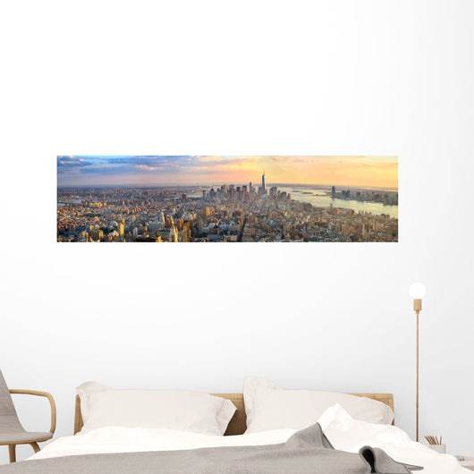 Manhattan Panorama Sunset Aerial Wall Decal