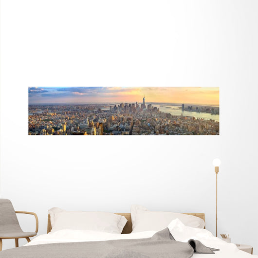 Manhattan Panorama Sunset Aerial Wall Decal