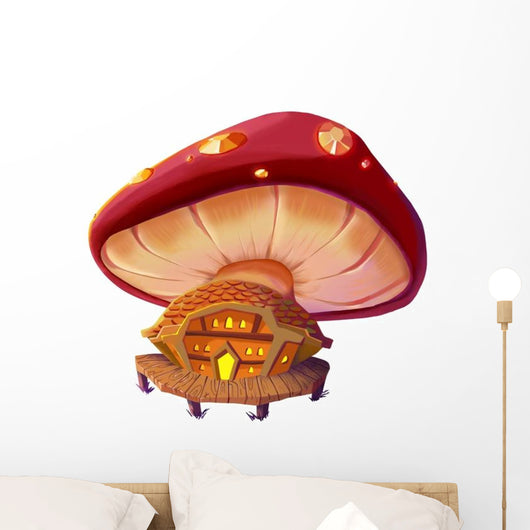 Cartoon Fairy Mushroom House Wall Decal