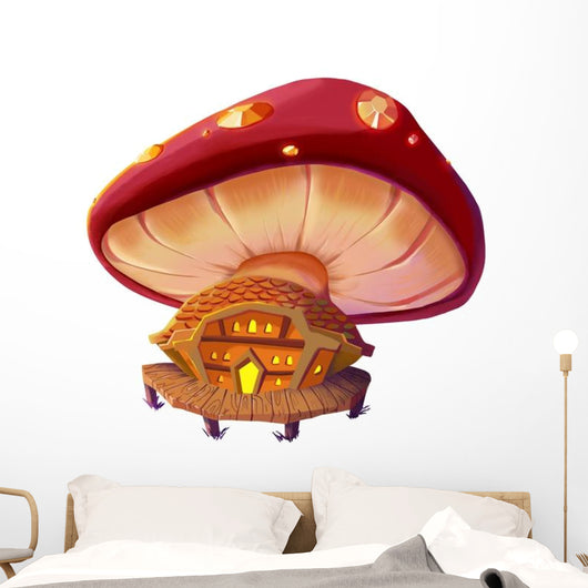 Cartoon Fairy Mushroom House Wall Decal