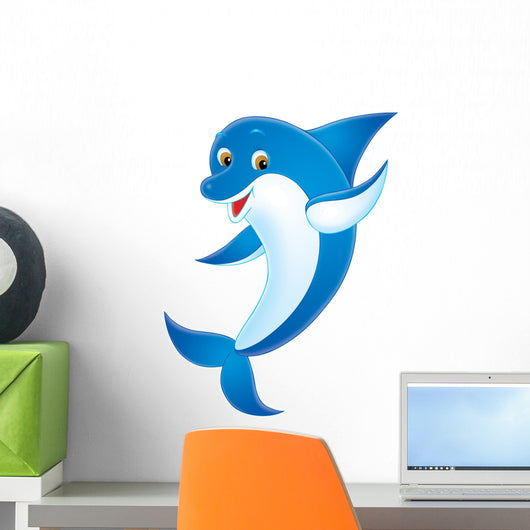 Blue Cartoon Dolphin Wall Decal