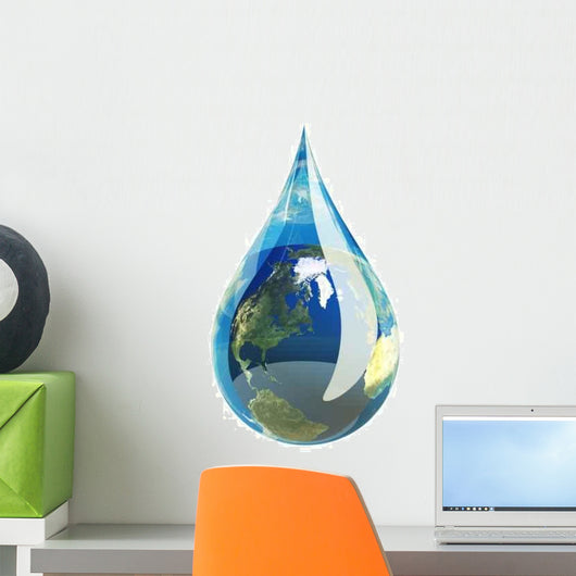 Water Droplet with Earth Wall Decal