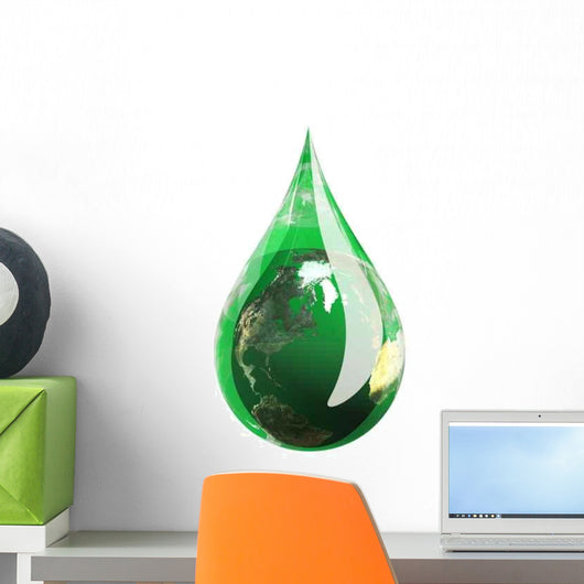 Water Droplet Green Hue Wall Decal