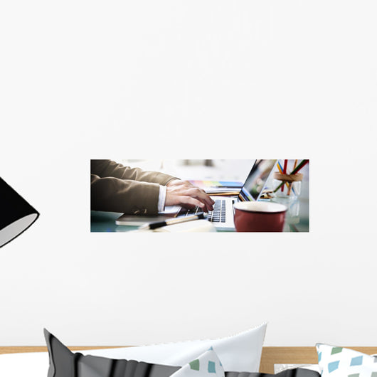 Businessman Working Typing Using Wall Decal