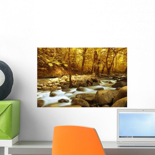 Autumn Forest with Mountain Wall Decal