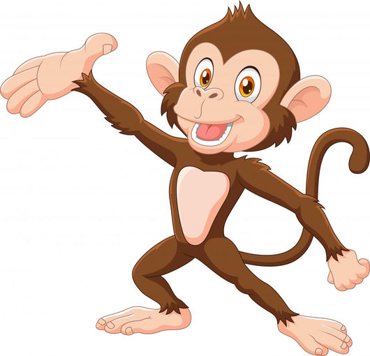 Cartoon Happy Monkey Presenting Wall Decal