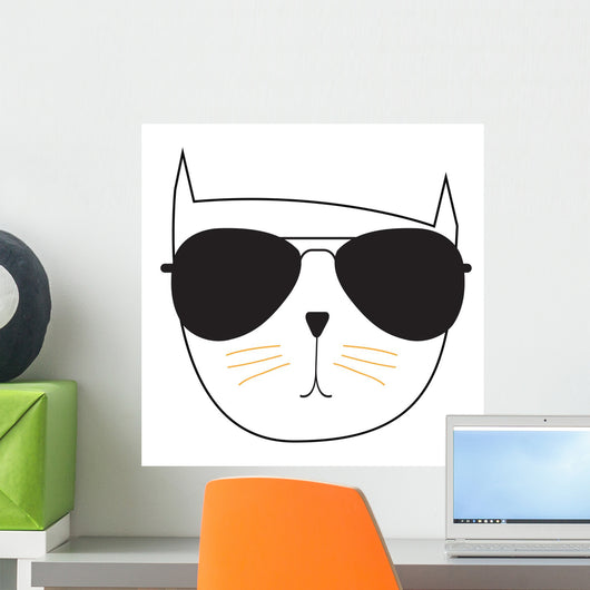 Cute Hand Drawn Cat Vector Wall Decal