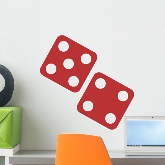 Red Gambling Dice Flat Wall Decal