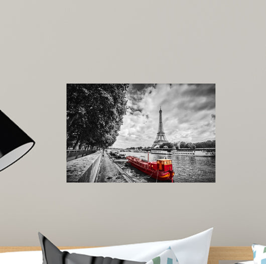 Eiffel Tower over Seine Wall Decal