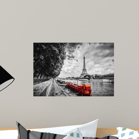 Eiffel Tower over Seine Wall Decal