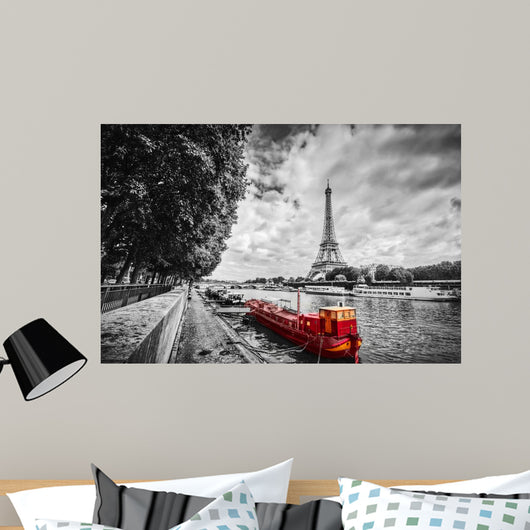 Eiffel Tower over Seine Wall Decal