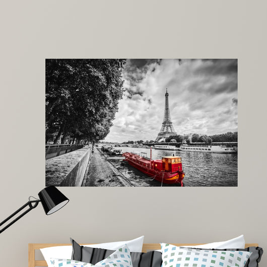 Eiffel Tower over Seine Wall Decal