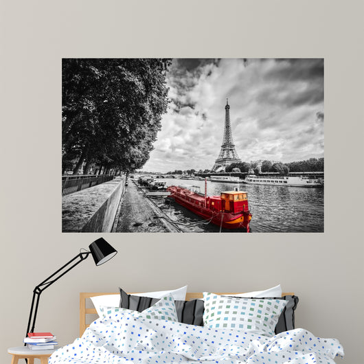 Eiffel Tower over Seine Wall Decal