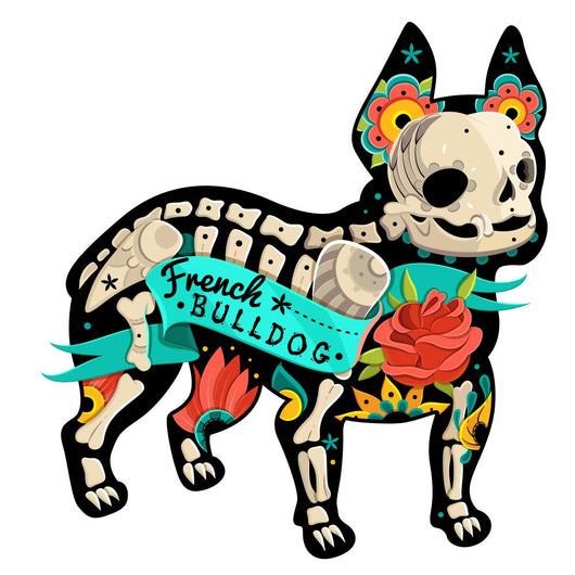 Halloween Skeleton French Bulldog Wall Decal