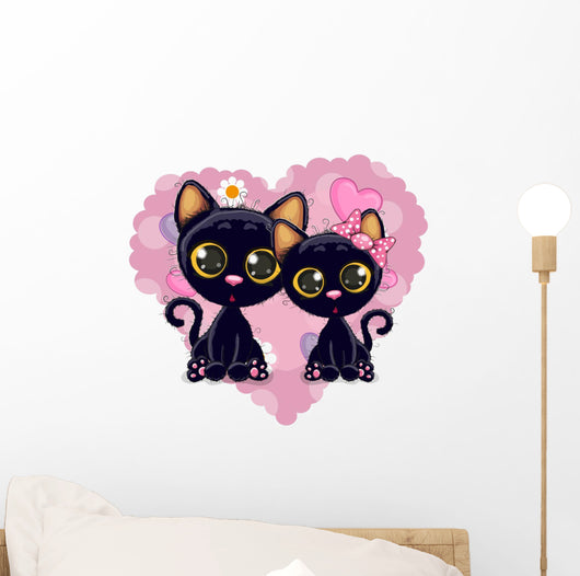 Two Black Kittens Wall Mural