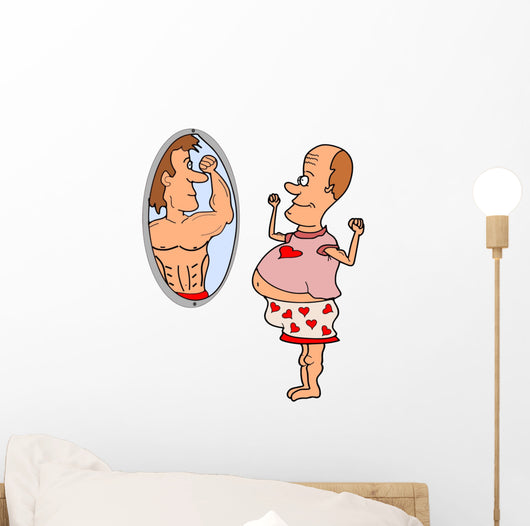 Fat Man Front Mirror Wall Decal