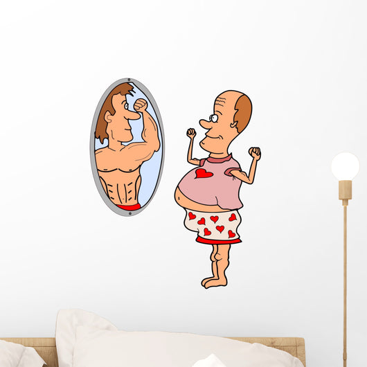 Fat Man Front Mirror Wall Decal