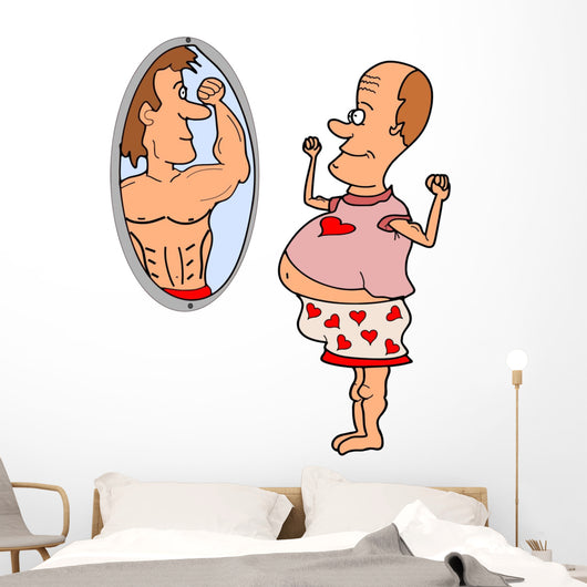 Fat Man Front Mirror Wall Decal
