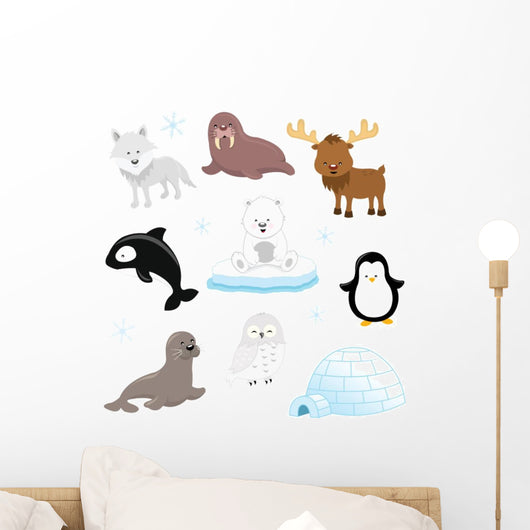 Arctic Animal Set Wall Decal Sticker Set