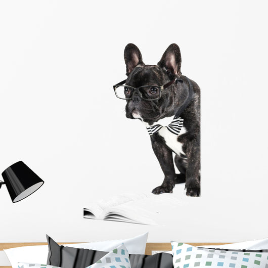 French Bulldog Glasses and Wall Decal
