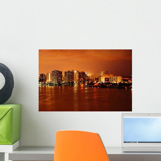 Night View on Aventura from Sunny Isles Beach Wall Mural