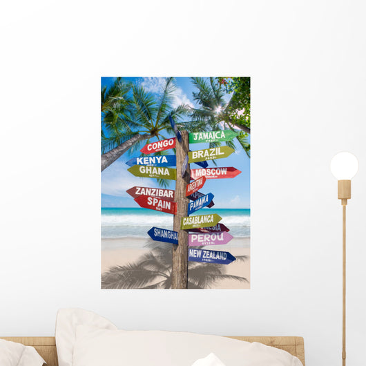 Signs Showing Distances to Wall Decal