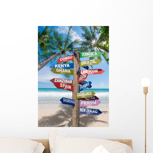 Signs Showing Distances to Wall Decal