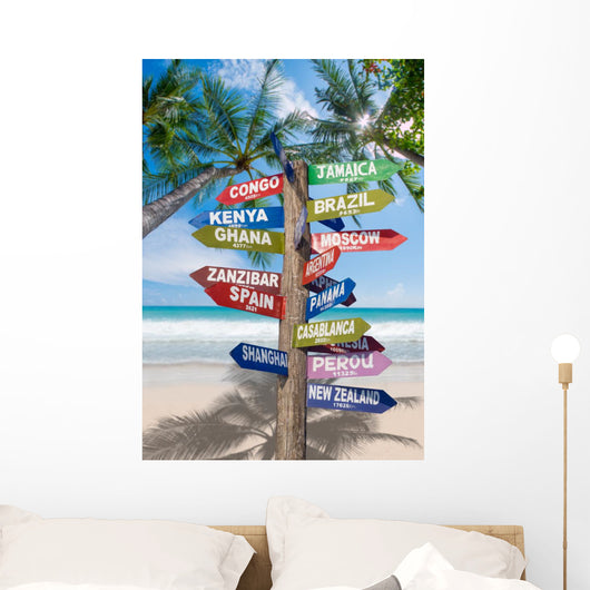 Signs Showing Distances to Wall Decal