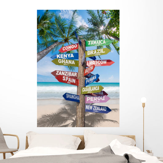 Signs Showing Distances to Wall Decal