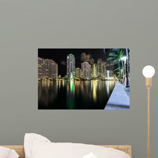 Miami Brickell Nightscape Wall Decal