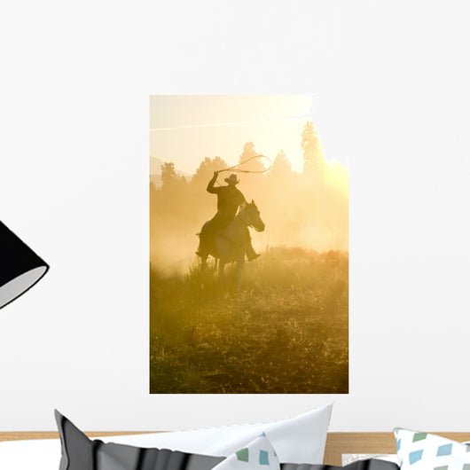 Cowboy Silhouette Galloping and Wall Decal