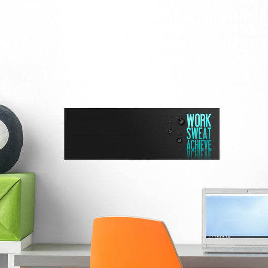 Work Sweat Achieve Workout Wall Decal Panoramic Wall Decal