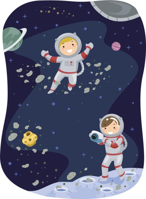 Stickman Kids Outer Space Wall Decal