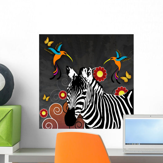 Humming Birds and Zebra Wall Decal