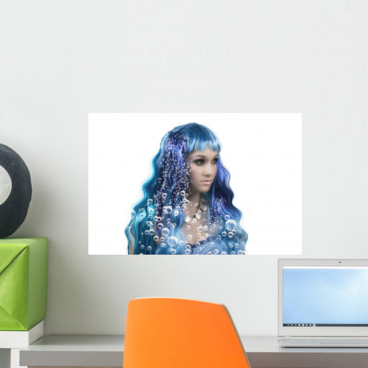 Mermaid and Bubbles Wall Decal