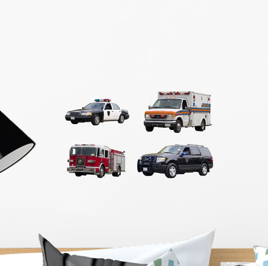 Set Emergency Vehicles Wall Decal Sticker Set